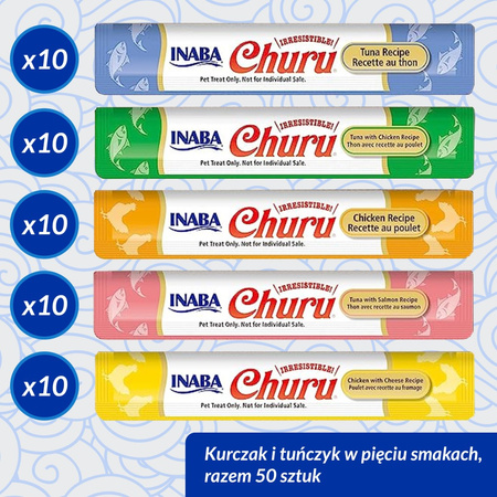 Inaba Cat Churu 50x14g (700g) Kremowy Przysmak Dla Kota Pasta Mix Z Tuńczykiem I Kurczakiem