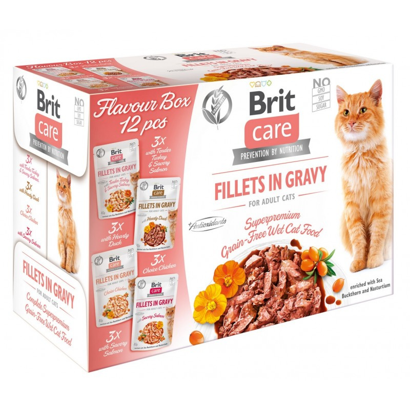 Brit Care Fillets in Gravy Flavour Box Bezzbożowa Mokra Karma Dla Kota