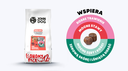 John Dog GOOD FORM ADULT Wieprzowina z Wołowiną 12kg Średnie i Duże Rasy - sucha karma dla psów