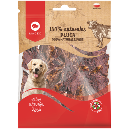MACED Płuca Wołowe 100g - Suszony Przysmak dla Dorosłego Psa, Żwacze