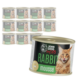 John Dog For Cats 12x200g Mokra Karma Dla Dorosłych Kotów Z Królikiem Mus