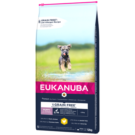 EUKANUBA Puppy z Kurczakiem 12kg Bezzbożowa Sucha Karma Dla Szczeniąt Małych i Średnich Ras