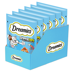 Dreamies Shake Ups Multivitamins 6x55g Przysmak Dla Kota z Owocami Morza o Smaku Łososia Tuńczyka i Krewetek