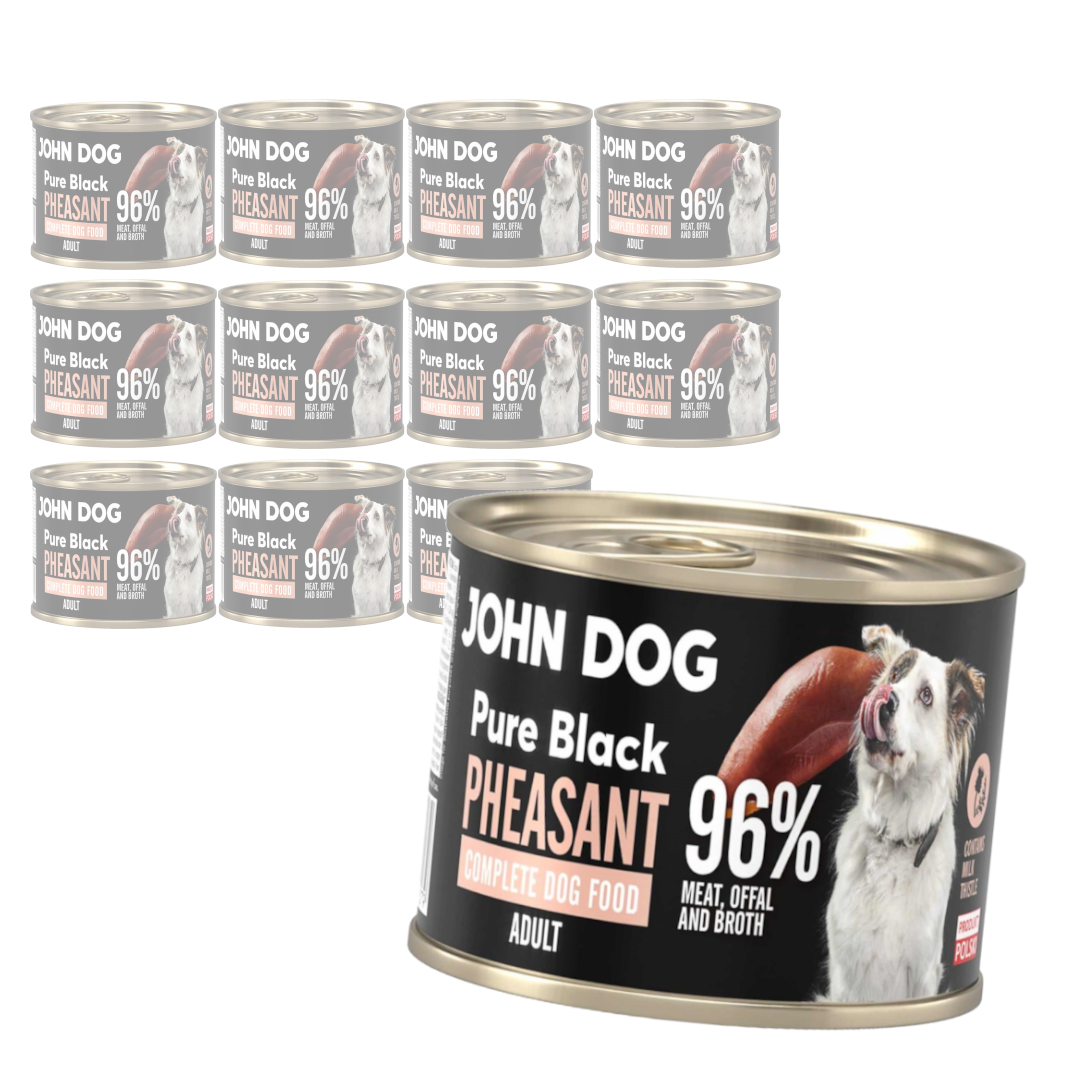 John Dog Pure Black Pheasant Adult 12x200g Mokra Karma Dla Psa Z Bażantem
