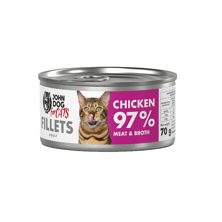 John Dog for Cats Mokra Karma Dla Dorosłych Kotów Mix 6 Smaków 24x70g Łosoś Wołowina Kurczak Tuńczyk Krewetki