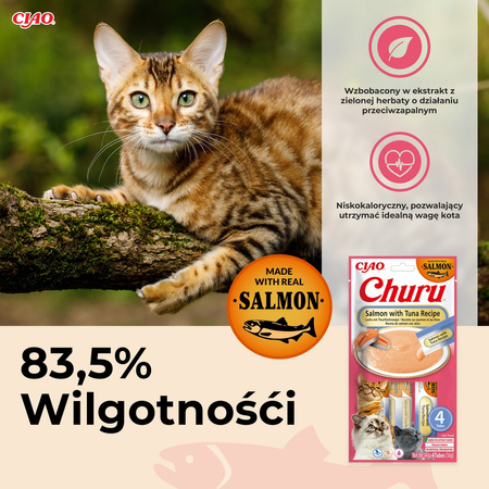 Inaba Cat Churu Salmon With Tuna 24x14g Kremowy Przysmak Dla Kota Pasta z Łososiem i Tuńczykiem