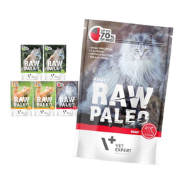 Vet Expert Raw Paleo Adult Mix Smaków 6x100g Karma Mokra z Dziczyzną Indykiem i Wołowiną Dla Kota
