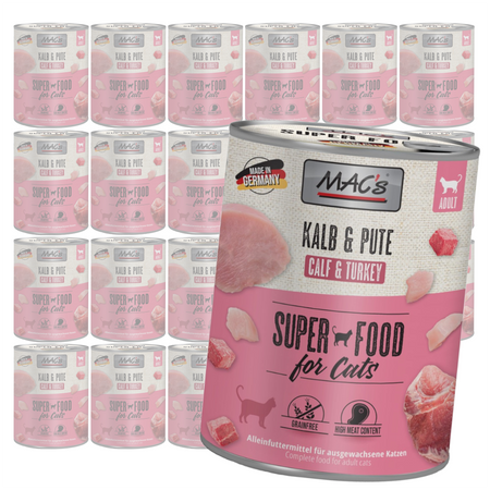 MAC's 24x800g Bezzbożowa Mokra Karma Dla Kota Cielęcina Indyk