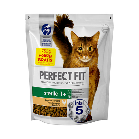 Perfect Fit Sterile 1400g Bogaty w Kurczaka - Sucha Karma dla Kotów po Sterylizacji 750g + 650g GRATIS