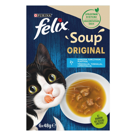 Purina Felix Soup Original Mokra Karma Dla Kota 24x48g Rybne Smaki Z Dorszem Tuńczykiem Płastugą