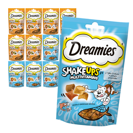 Dreamies Shake Ups Multivitamins 12x55g Przysmak Dla Kota Mix Smaków Kurczak Owoce Morza 