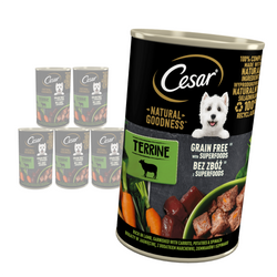 6x400g Cesar Mokra Karma Dla Psów Jagnięcina Z Marchewką, Ziemniakami I Szpinakiem Puszka