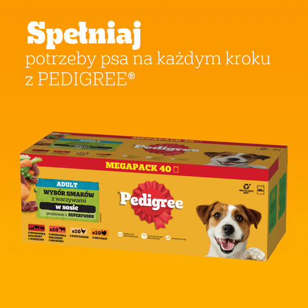 PEDIGREE Saszetki Mokra Karma w Sosie dla Psa Indyk Jagnięcina Wołowina Kurczak 40x100g