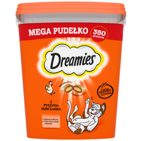Dreamies z Kurczakiem i Serem Mega Pudełko 2x350g Przysmak Dla Kota Chrupiące Paszteciki Z Nadzieniem