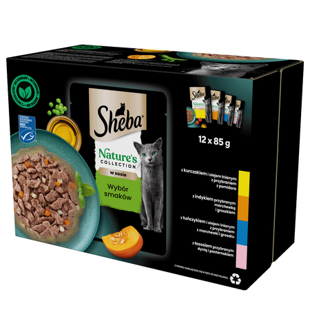 Sheba Nature’s Collection Wybór Smaków 24x85g Mokra Karma Pełnoporcjowa Dla Kota W Sosie