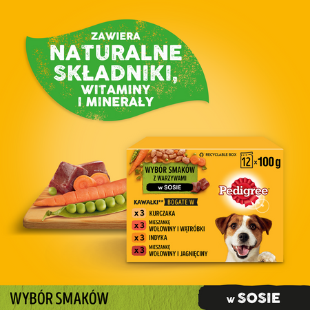 Pedigree Saszetka 48x100g Mokra Karma W Sosie Dla Psa Wołowina, Kurczak, Jagnięcina, Indyk