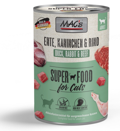MAC's Cat 12x400g Mokra Karma Dla Kota Kaczka Królik Wołowina