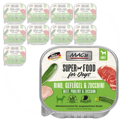 MAC's Dog Bezzbożowa Mokra Karma Dla Psa Tacka 10x150g z Wołowiną Drobiem i Cukinią 