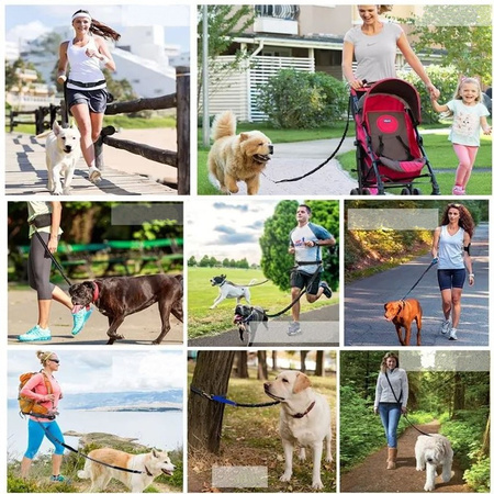 Smycz Pas Z Saszetką Do Biegania z Psem Kolor Neonowy Żółty