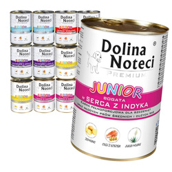 Dolina Noteci Premium Junior Mix 5 Smaków Mokra Karma Dla Szczeniąt 12x400g Indyk Kurczak Jagnięcina Królik Wołowina