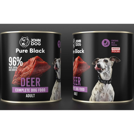 John Dog Pure Black Mokra Karma Dla Dorosłych Psów Z Jeleniem 800g