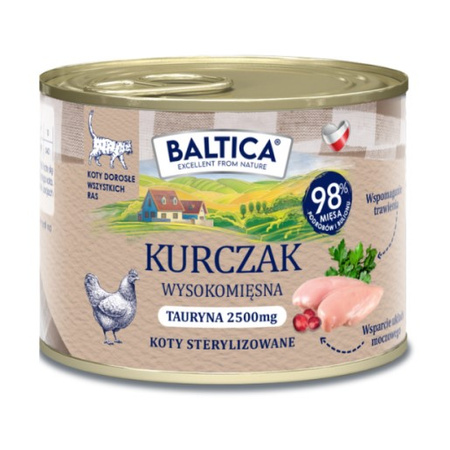 Baltica Smaki Regionów Kurczak 12x185g Bezzbożowa Mokra Karma Dla Kotów Sterylizowanych