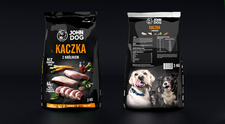 John Dog ADULT KACZKA Z KRÓLIKIEM 3kg Małe Rasy - Sucha Karma dla Psów