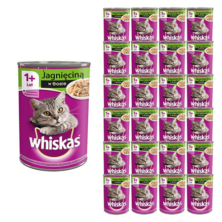 WHISKAS 1+ z Jagnięciną w Sosie 24x400 g Puszka Karma Mokra dla dorosłych kotów