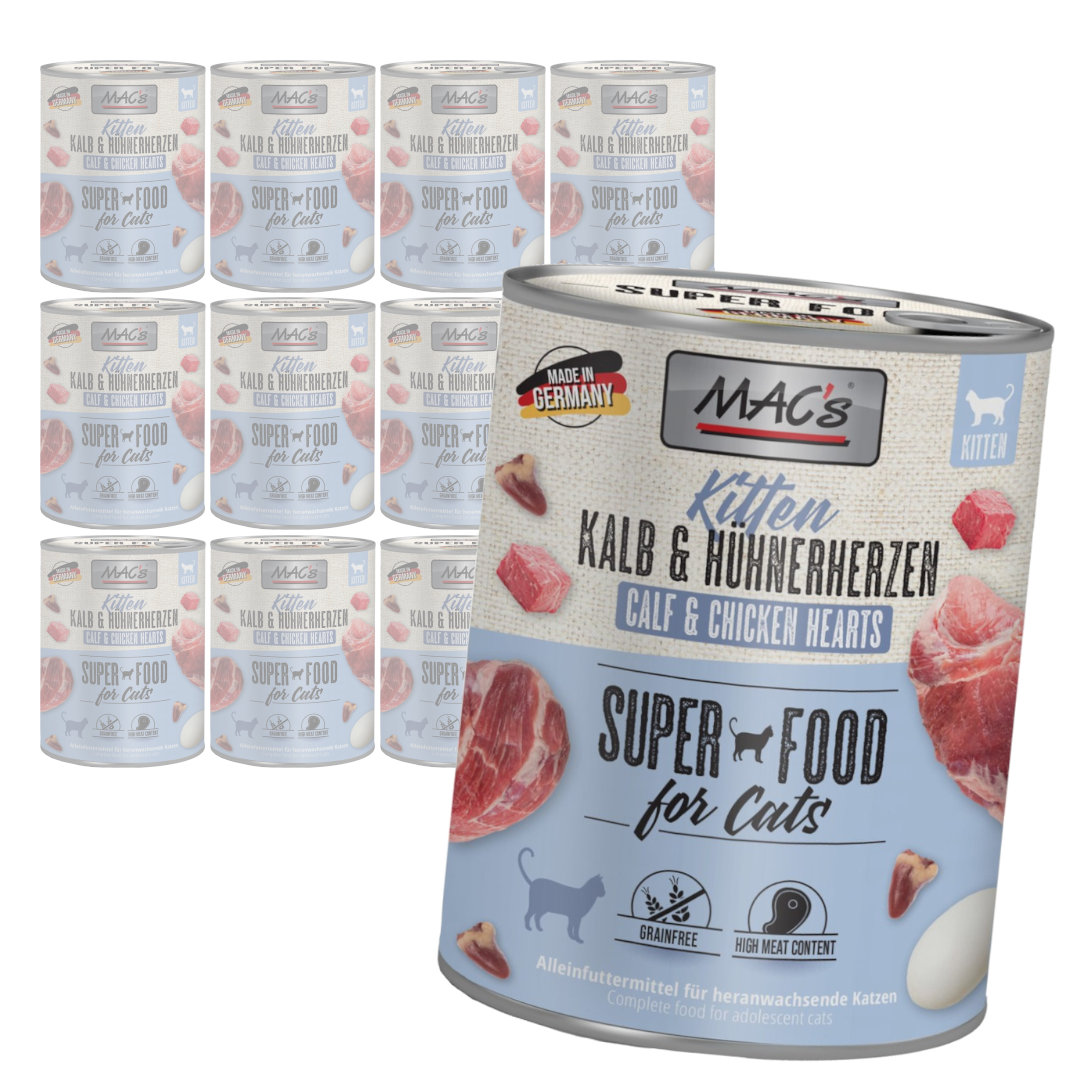 MAC's Kitten Bezzbożowa Mokra Karma Dla Kociąt Cielęcina Serca Drobiowe