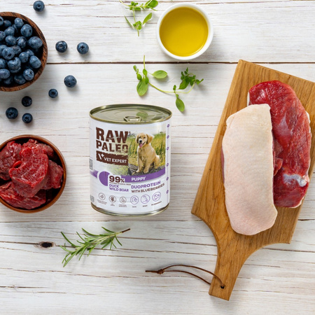 Raw Paleo Duck&Boar Puppy Duoprotein 24x400g Mokra Karma Dla Szczeniąt z Kaczką i Dzikiem
