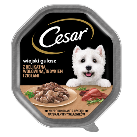 Cesar Tacka 7+7 GRATIS 14x150g Mokra Karma Dla Psów w Sosie z Delikatną Wołowiną Indykiem i Ziołami