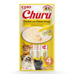 Inaba Cat Churu Chicken With Cheese 4x14g (56g) Kremowy Przysmak Dla Kota Pasta Z Kurczakiem I Serem