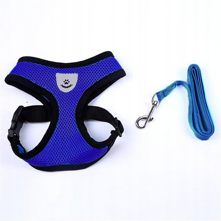 LEKKIE ODDYCHAJĄCE SZELKI + SMYCZ DLA PSA PSÓW M NIEBIESKIE