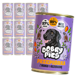 Dobry Pies 12x400g Mokra Karma Dla Dorosłych Psów Wszystkich Ras Z Przepiórką Mango I Kozieradką