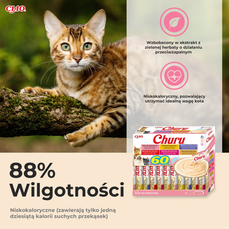 Inaba Cat Churu 60x14g (840g) Kremowy Przysmak Dla Kota Pasta Mix Z Tuńczykiem