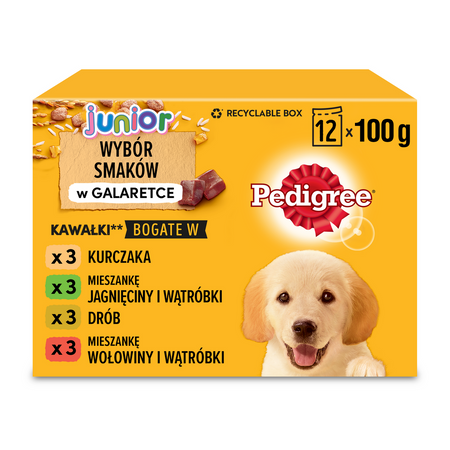 Pedigree Junior Saszetka 48x100g Mokra Karma W Galaretce Dla Psa Mix Czterech Smaków