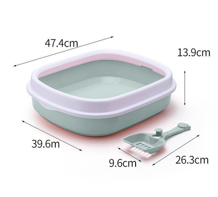 Kuweta Dla Kota Otwarta z Ramką Na Żwirek 47.4x39.6x13.9cm BLADOZIELONA + ŁOPATKA GRATIS