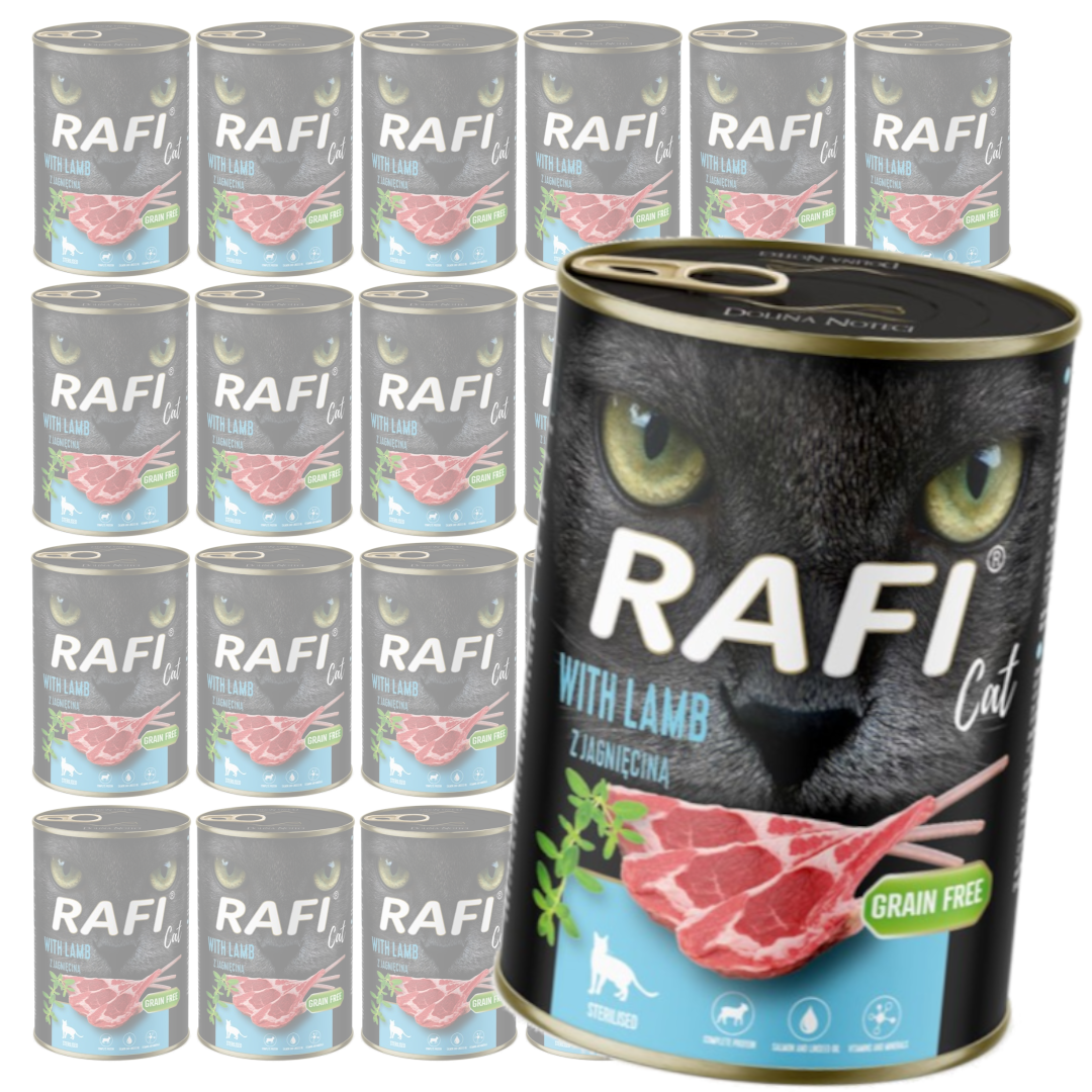 Rafi Cat Adult 24x400g Bezzbożowa Mokra Karma Dla Kotów Sterylizowanych Z Jagnięciną