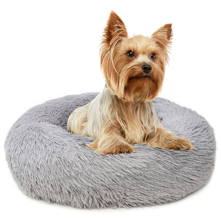 Legowisko Dla Psa I Kota Pluszowe XS 40cm Ciepłe Jasnoszare