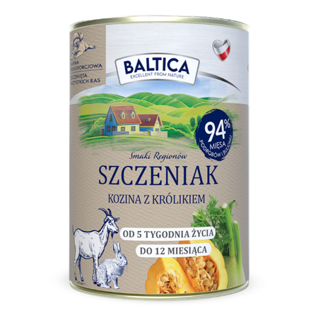 Baltica Kozina z Królikiem 12x400g Bezzbożowa Mokra Karma Dla Szczeniąt