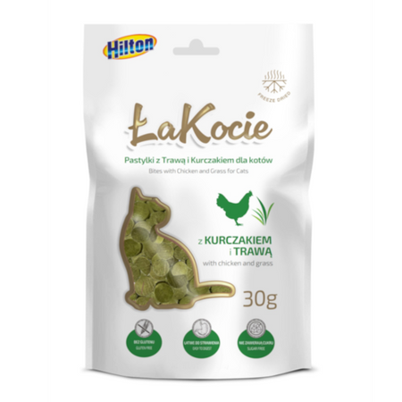 Hilton ŁaKocie Pastylki z Trawą i Kurczakiem 6x30g Przysmak Dla Kota Na Trawienie i Zdrowe Mięśnie