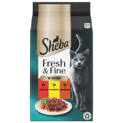 Sheba Fresh&Fine 6x50g  Mokra Karma Dla Kotów W Sosie Z Wołowiną  Kurczakiem Jagnięciną