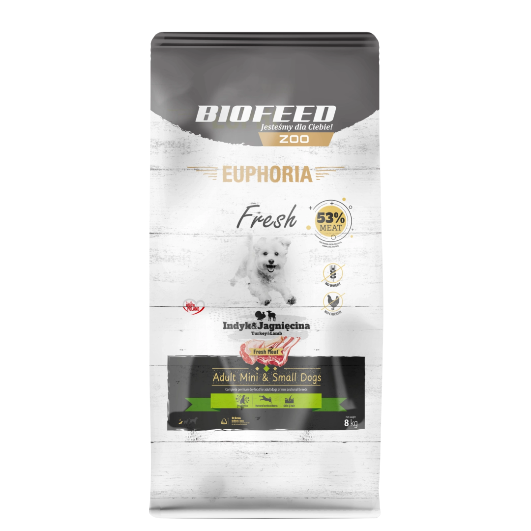 Biofeed Euphoria Fresh Turkey & Lamb Sucha Karma Dla Dorosłych Psów Miniaturowych I Małych Ras Ze Świeżym Indykiem