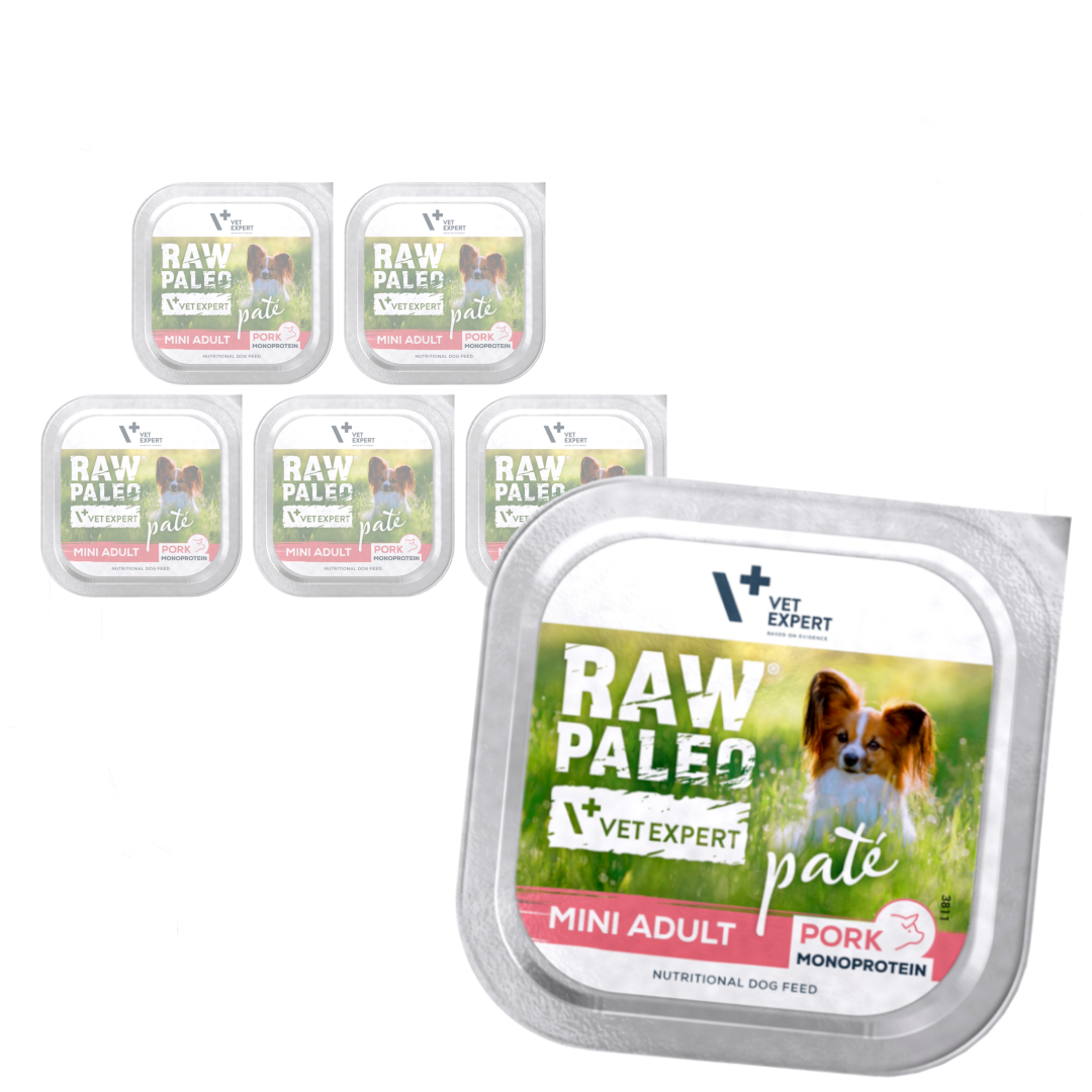 Raw Paleo Pork Pate Mini Adult Monoproteinowa Mokra Karma Pasztet Dla Dorosłych Psów Małych Ras Z Wieprzowiną