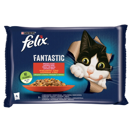 Felix Fantastic Karma Dla Kotów Wiejskie Smaki W Galaretce 13x340g (52x85g) Wołowina Kurczak Z Pomidorami