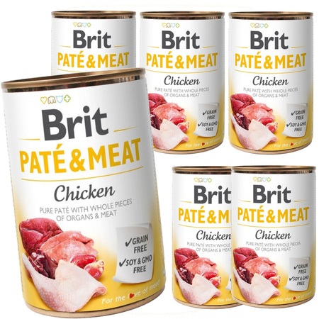 Brit Pate&Meat Mokra Karma dla Psów Z Kurczakiem Puszka 6x800g