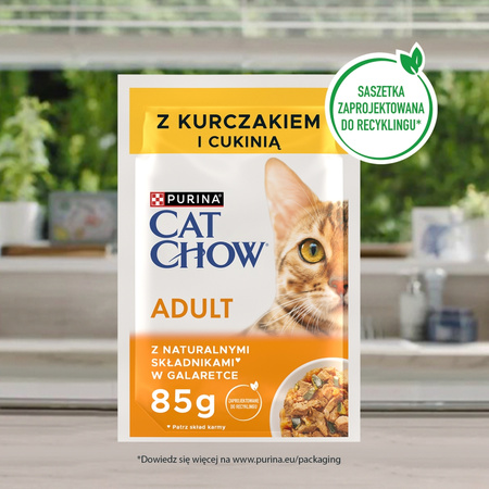 Purina Cat Chow Adult 10x85g Mokra Karma Dla Kotów Z Kurczakiem I Cukinią W Galaretce