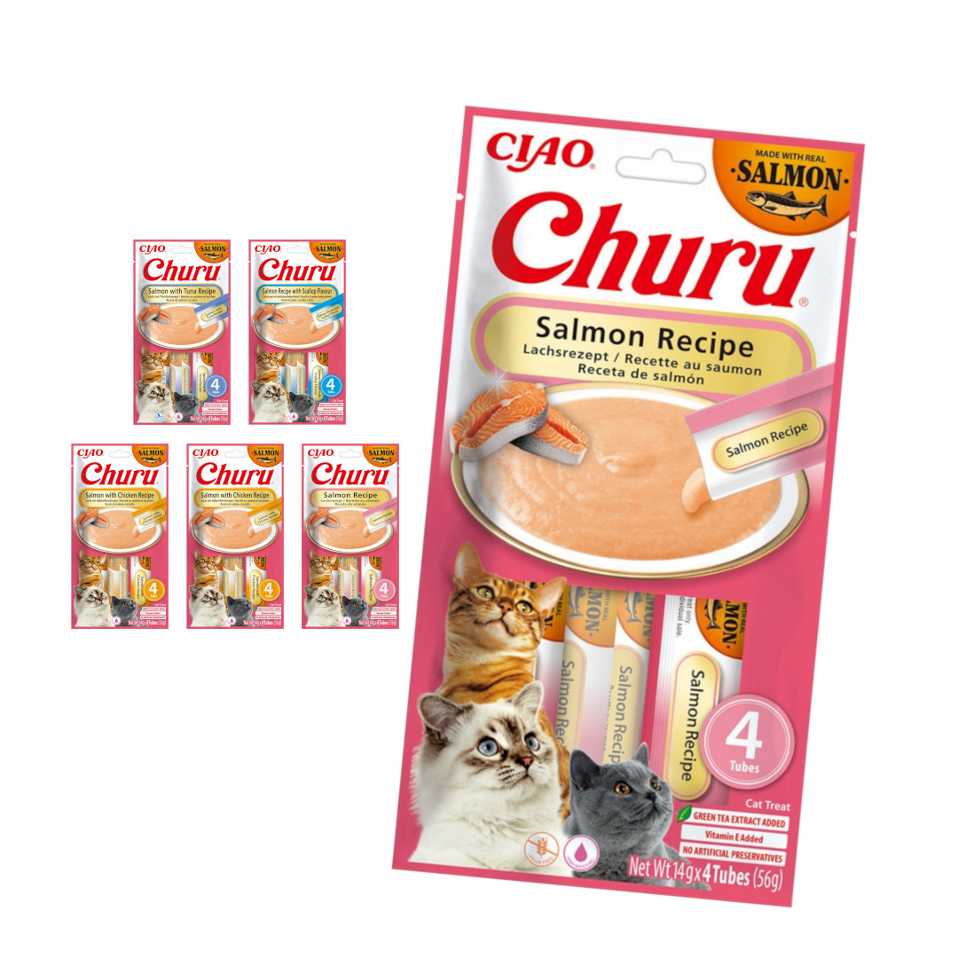 Inaba Cat Churu Salmon Recipe Kremowy Przysmak Dla Kota Pasta Mix 4 Smaków