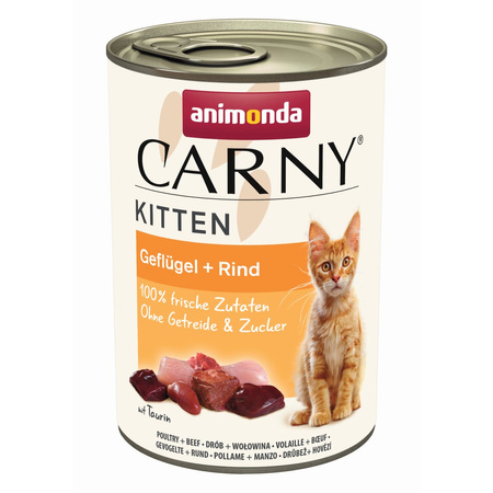 Animonda Carny Kitten 24x400g Mokra Karma Dla Kociąt z Drobiem i Wołowiną