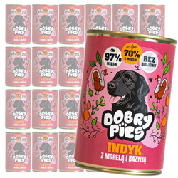 Dobry Pies 24x400g Mokra Karma Dla Dorosłych Psów Wszystkich Ras Z Indykiem Morelą I Bazylią